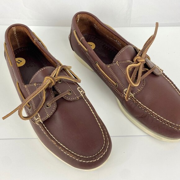 Bass Boat Shoes 11 M Leather Loafers Flats Sailing Shoes LKNU Slip On - Picture 1 of 8